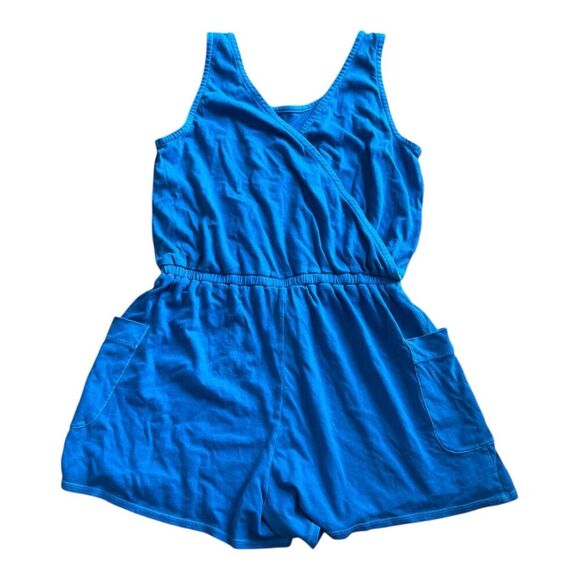 Treasure & Bond Blue Sleeveless Cinched Crossback Romper L Girl - Picture 2 of 3
